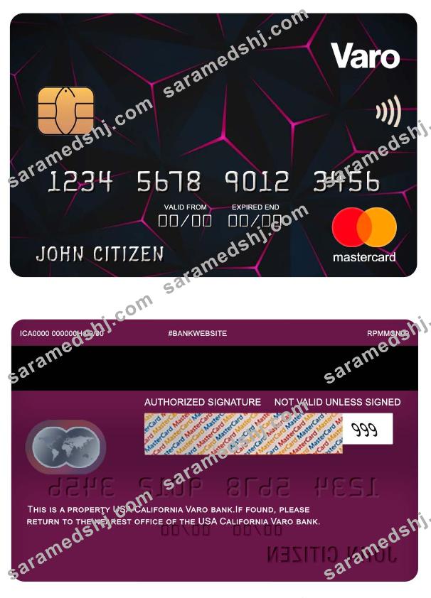 USA California Varo bank mastercard